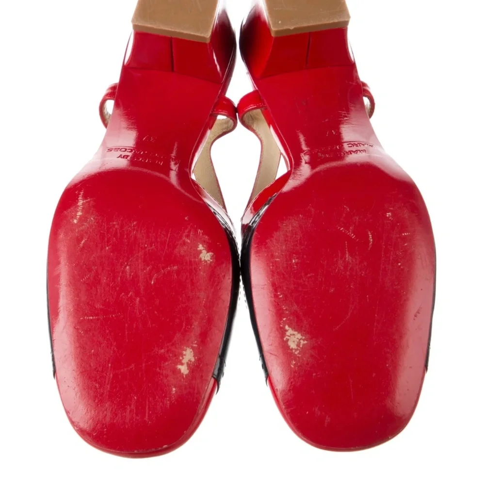 RETRO Marc Jacob’s Patent Leather Colorblock Pattern Slingback Pumps 37 US 6.5